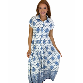  BLUE MULTI MIDI DRESS