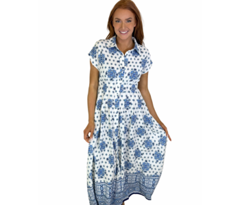 BLUE MULTI MIDI DRESS