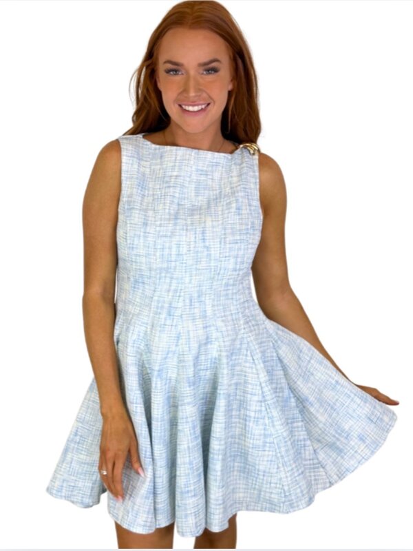 BLUE TWEED DRESS