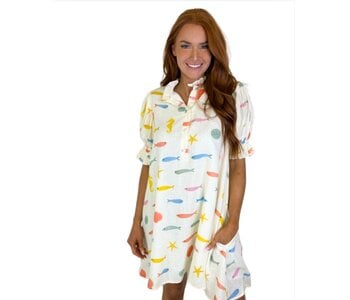 MULTI FISH PRINT DRESS