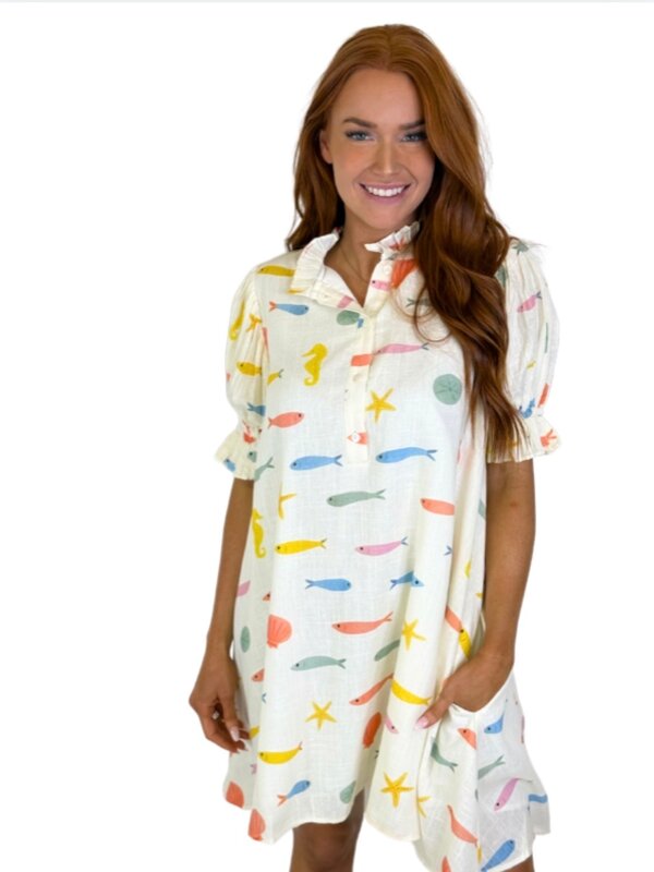 MULTI FISH PRINT DRESS