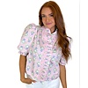 PINK FRENCH FLORAL RUFFLE PUFF SLV TOP