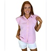 PINK CHECK POPLIN BUBBLE SLV TOP