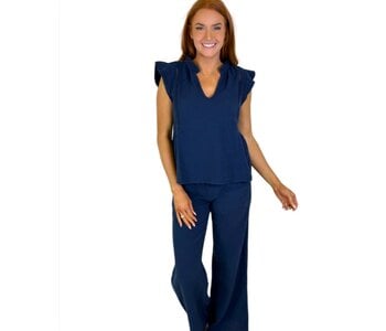 DEEP SEAS FLUTTER GAUZE PANT SET