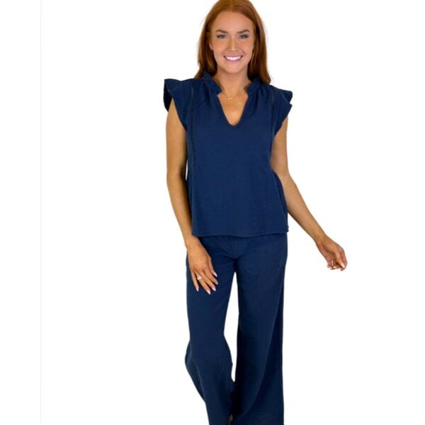  DEEP SEAS FLUTTER GAUZE PANT SET