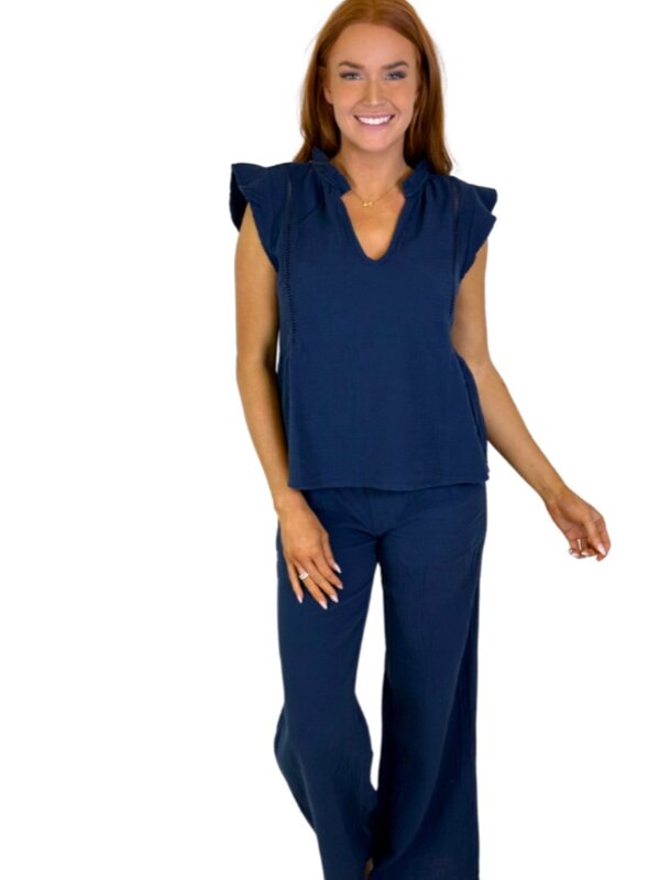DEEP SEAS FLUTTER GAUZE PANT SET