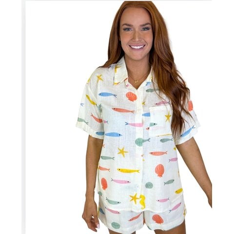 MULTI FISH PRINT SHORT SET