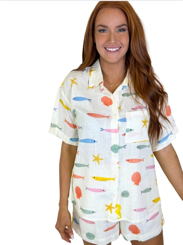 MULTI FISH PRINT SHORT SET