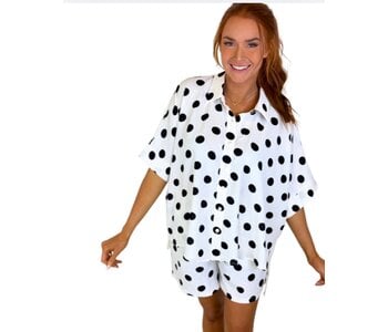 BLK/WHT POLKA DOT SHORT SET