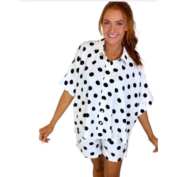  BLK/WHT POLKA DOT SHORT SET