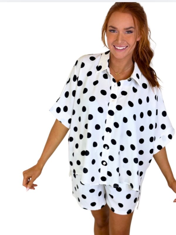 BLK/WHT POLKA DOT SHORT SET