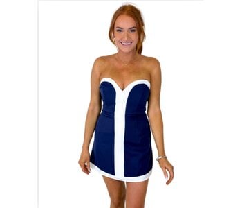 NAVY/WHITE SWEETHEART DRESS