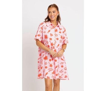 PINK BEACH LINEN SHIRT DRESS