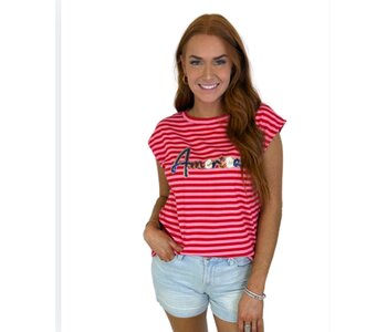 RED STRIPE SEQUIN AMERICA TOP