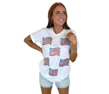 WHITE AMERICAN FLAG TOP