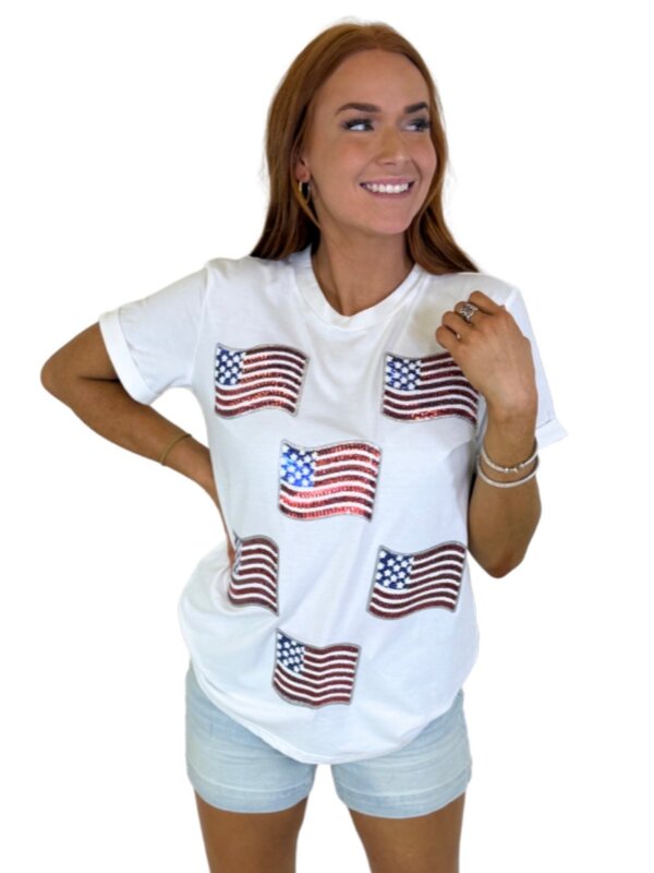 LOVESOFT WHITE AMERICAN FLAG TOP