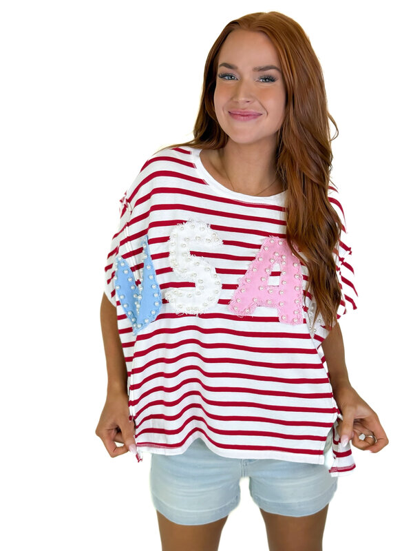 USA PEARL STRIPE TEE