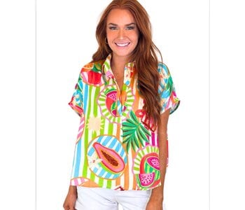 ISLAND FRUIT GAUZE VNECK