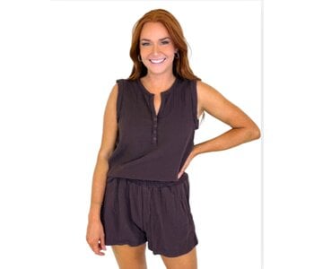 BROWN GAUZE SHORT SET