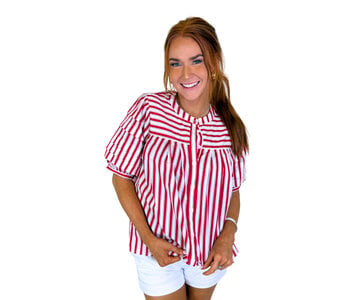 STRIPE AMERICA PLEAT SLV TOP