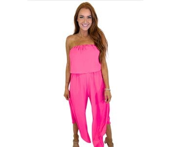FUSCHIA SLANTED HEM JUMPSUIT