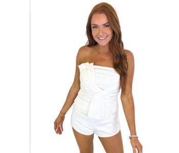 STRAPLESS WHITE COTTON DENIM SET