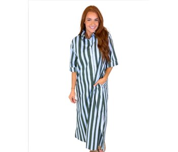 BLUE/GREEN STRIPE MAXI DRESS