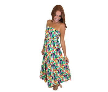 RAINBOW STROKES MIDI DRESS