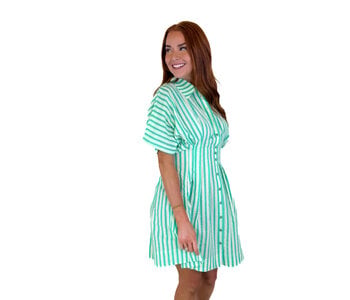 GREEN SEERSUCKER DRESS