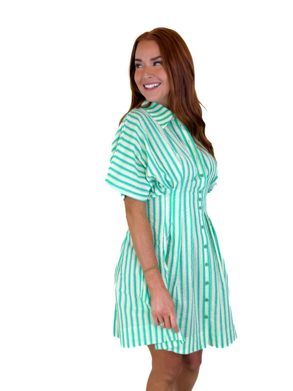 GREEN SEERSUCKER DRESS
