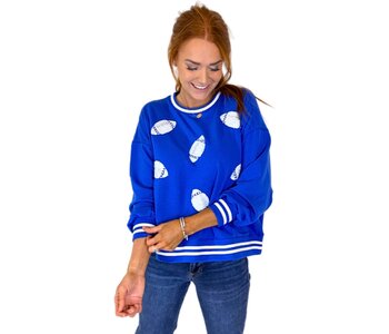 BLUE/WHITE FOOTBALL SWEATSHIRT