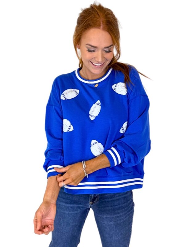 BLUE/WHITE FOOTBALL SWEATSHIRT