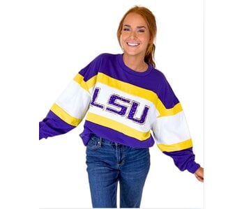 LSU WIDE STRIPE SWEATSHIRT