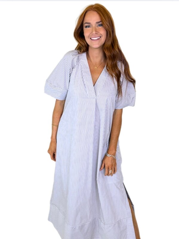 BROWN STRIPE SIGNATURE MAXI DRESS