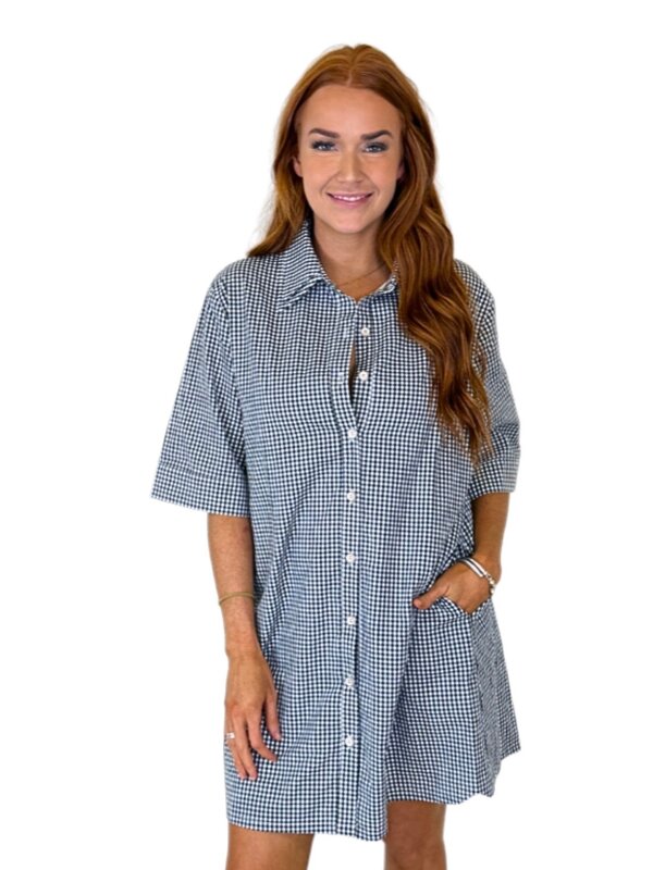 BLACK CHECK SHORT DRESS