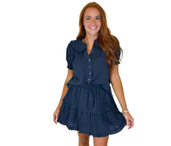 NAVY 2 PC RUFFLED SKIRT SET