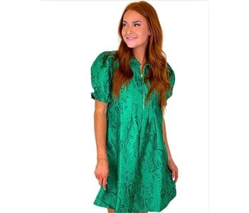 EMERALD STITCH FRONT ZIP DRESS