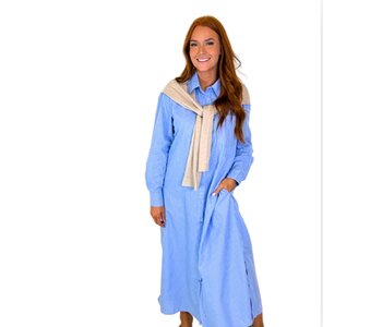 BLUE STRIPE MAXI DRESS W/SWEATER