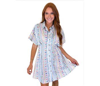 FRENCH COTTAGE FLORAL SHIRT DRESS