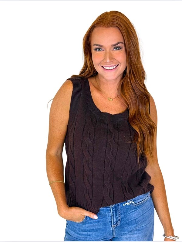 LEIGHTON SWEATER VEST - ESPRESSO