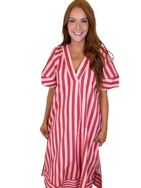 Burgandy Stripe Signature Maxi Dress