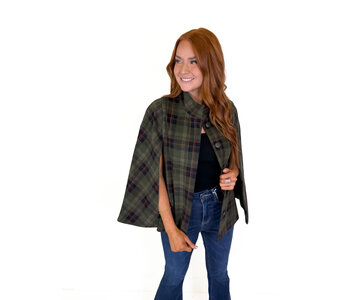 Misha Cape- Navy Plaid