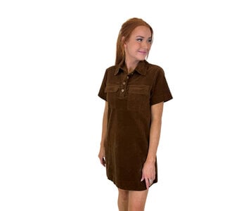CORD BROWN MINI DRESS