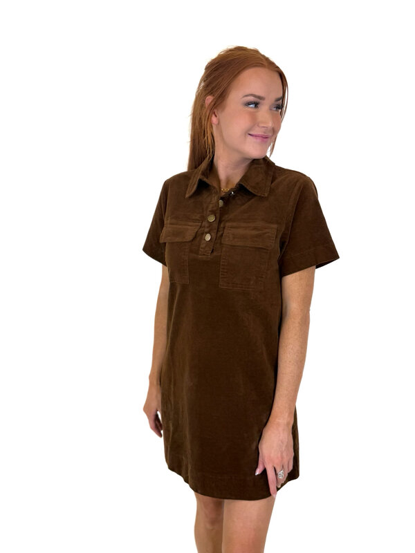 CORD BROWN MINI DRESS
