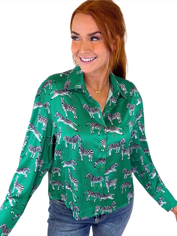GREEN ZEBRA SHIRT BLOUSE