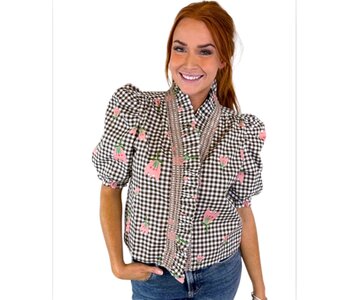 CHECK POPPY RUFFLE TOP