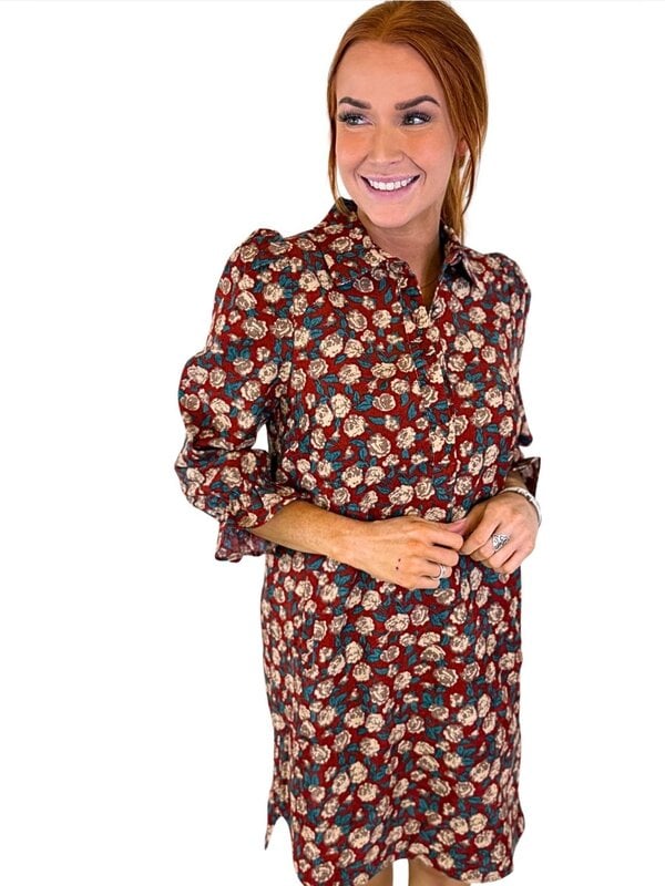 BRICK BLOOM PLACKET DRESS