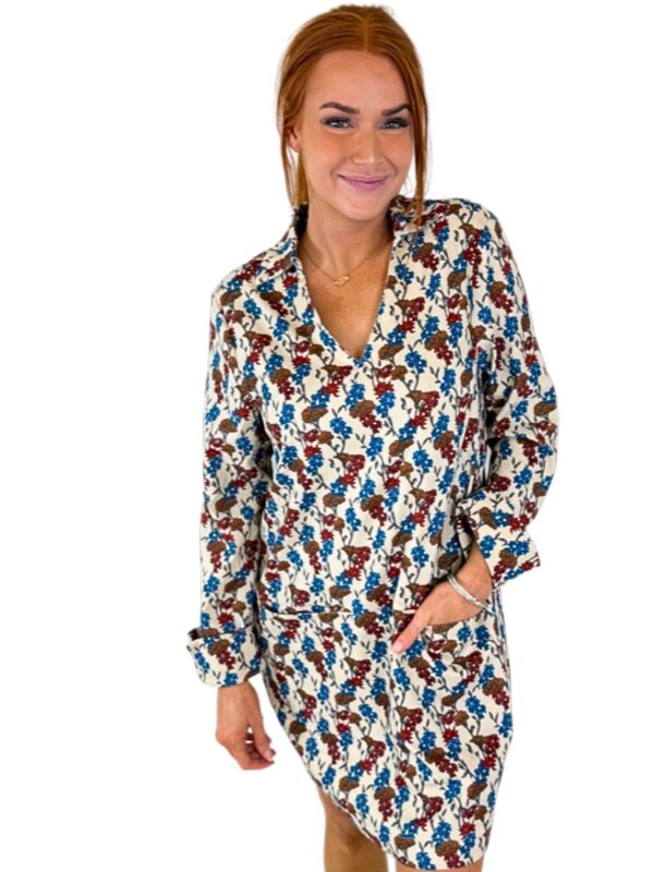 GARDEN HEIRLOOM SPLIT NECK COLLAR DRESS