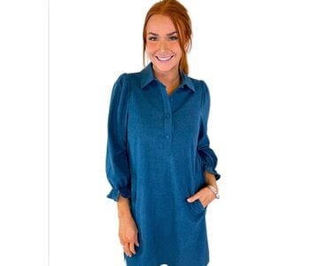 PEACOCK PLACKET COLLAR DRESS
