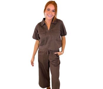 Chocolate Denim Pant Set